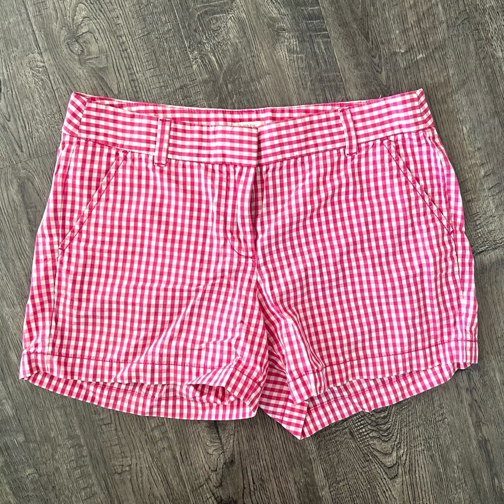 Pink & white gingham shorts